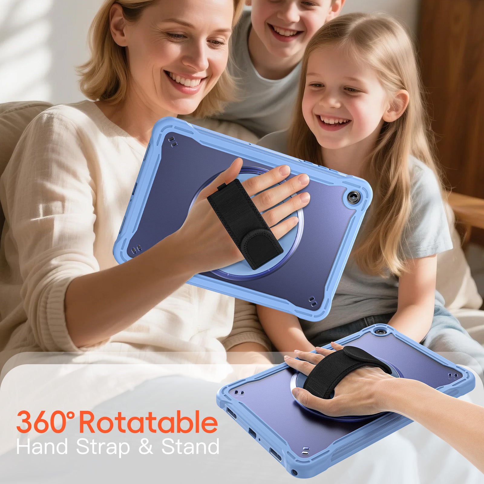 Samsung Tab A11+ A11 Plus Rugged Case - 360° Stand, Hand & Shoulder Strap - Shockproof - Lavender