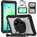 Samsung Tab A11 Rugged Case - 360° Stand, Hand & Shoulder Strap - Shockproof - Black - Black