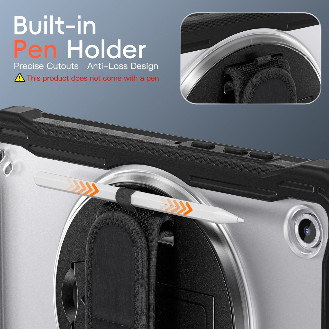 Samsung Tab A11 Rugged Case - 360° Stand, Hand & Shoulder Strap - Shockproof - Black