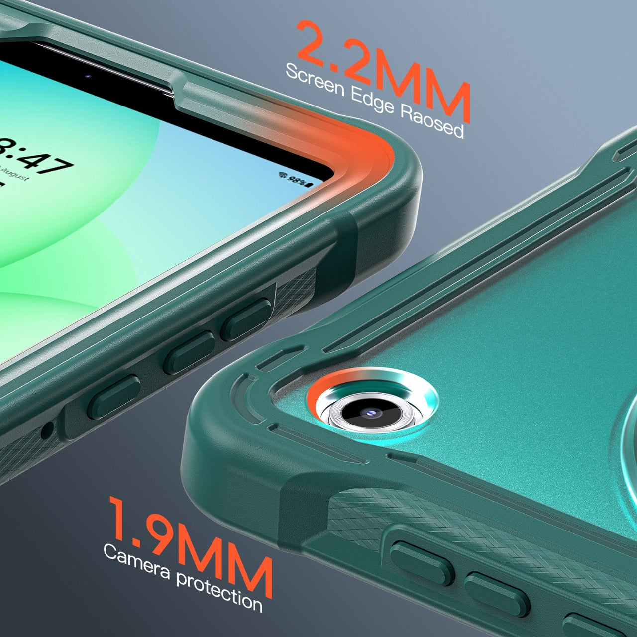 Samsung Tab A11 Rugged Case - 360° Stand, Hand & Shoulder Strap - Shockproof - Green