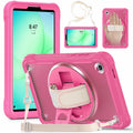 Samsung Tab A11 Rugged Case - 360° Stand, Hand & Shoulder Strap - Shockproof - Rose - Rose
