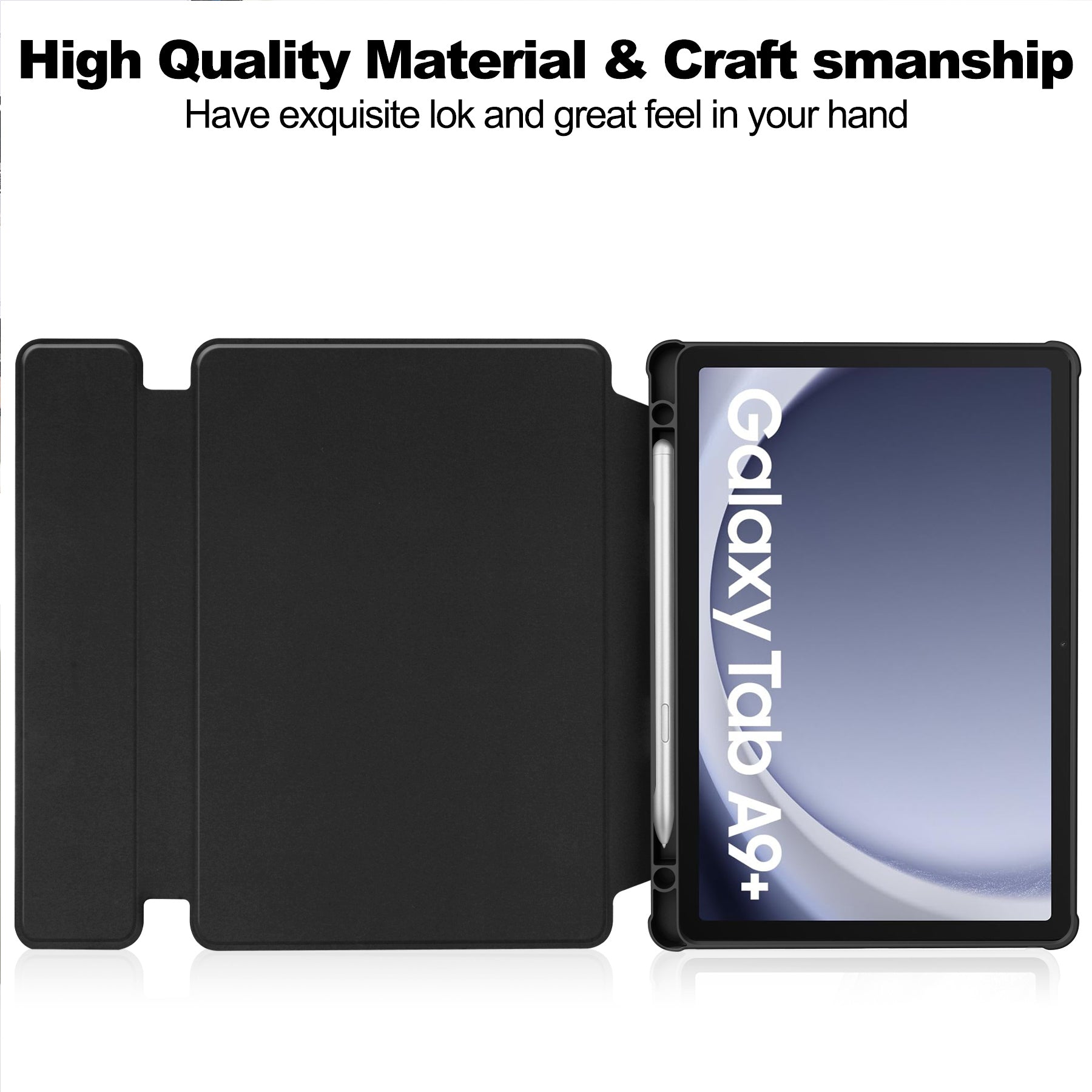 360° Rotating Keyboard Case for Samsung Galaxy Tab A9+/A11+ – Detachable Keyboard with Pencil Holder [Black]