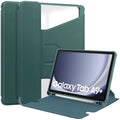 Samsung Tab A11 Plus A11+ Rotating Acrylic Back PU Leather Case with Pencil Holder [Teal] - Teal