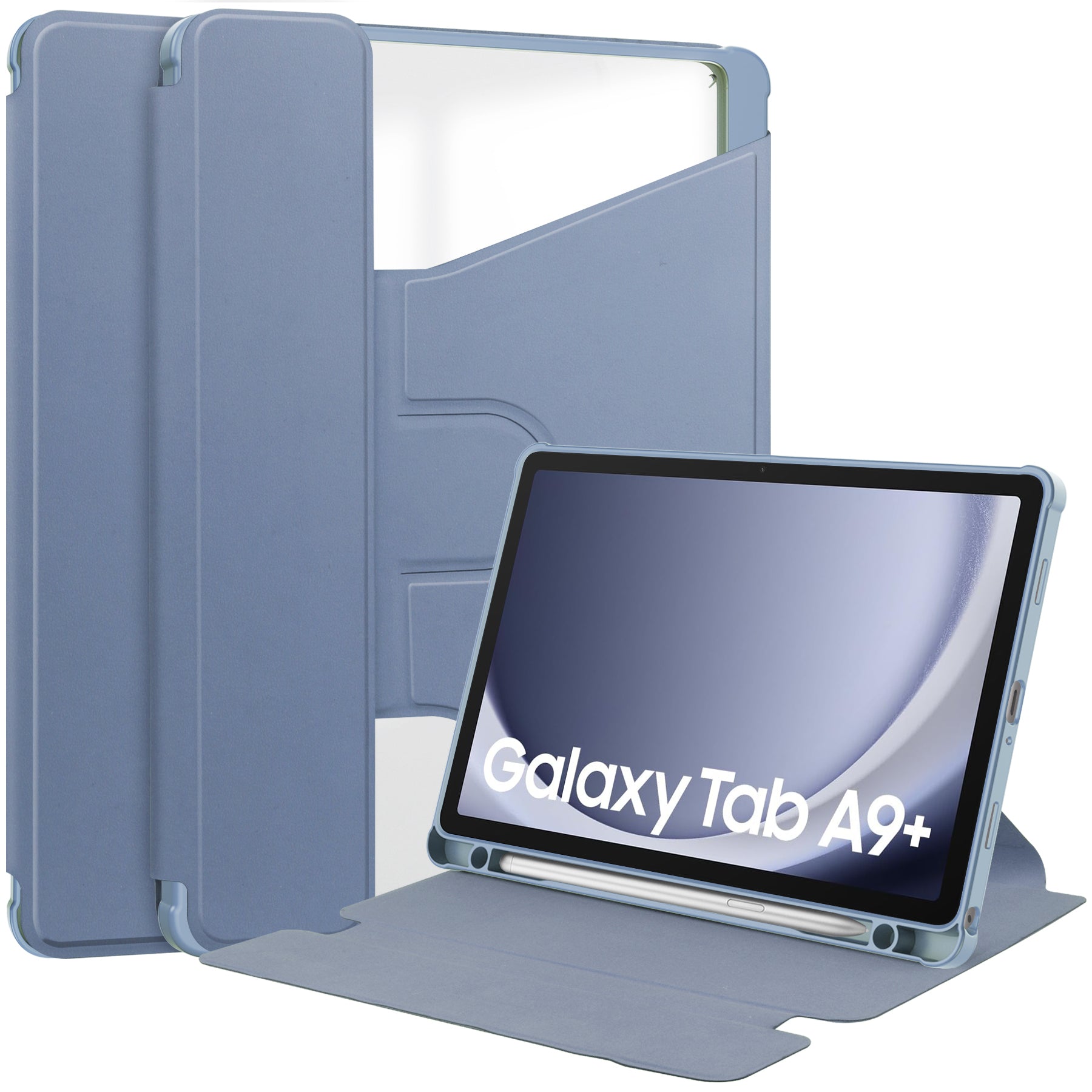 Samsung Tab A11 Plus A11+ Rotating Acrylic Back PU Leather Case with Pencil Holder [Lavender]