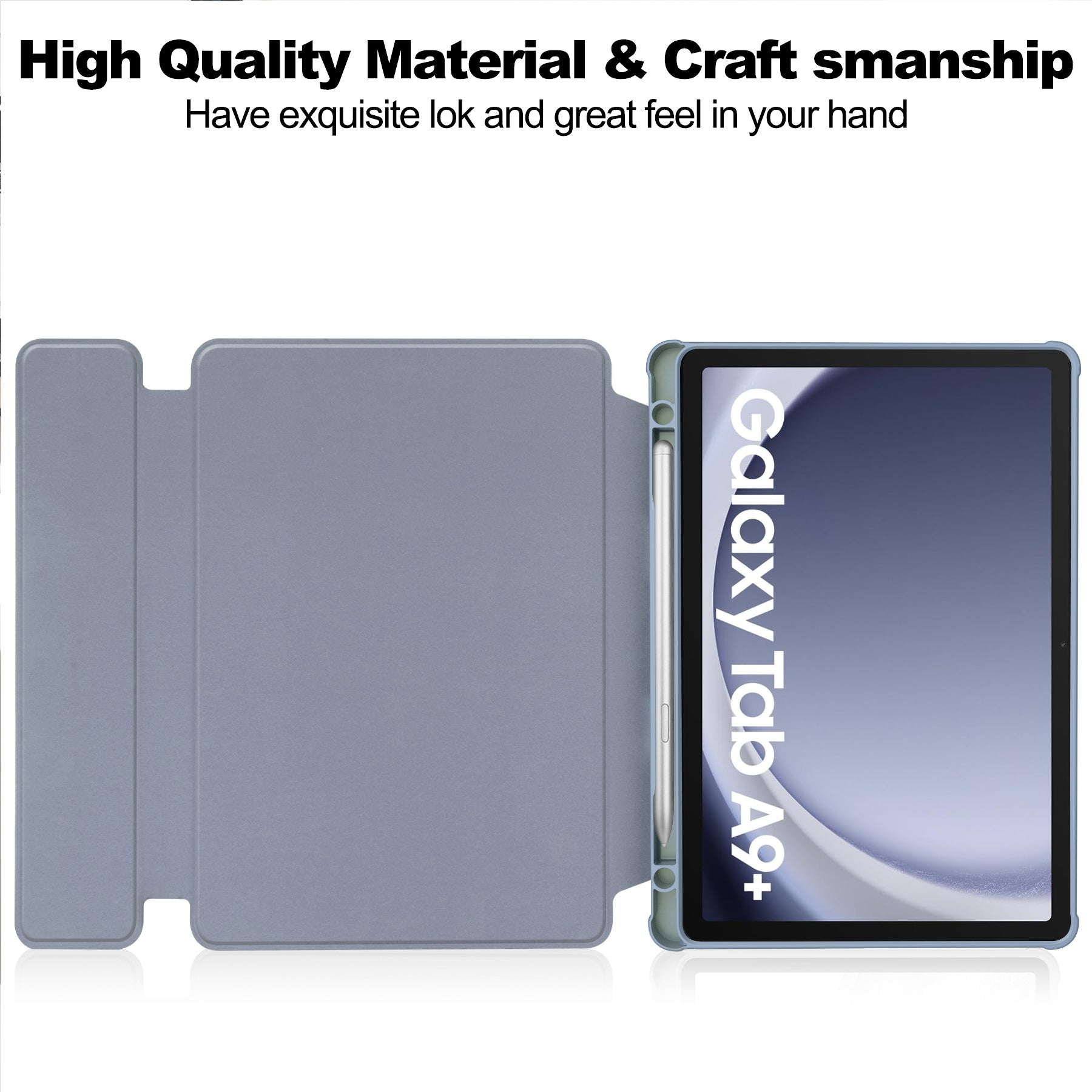 Rotating Acrylic Back PU Leather Case for Samsung Galaxy Tab A9+/A11+ with Pencil Holder [Lavender]