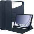 Samsung Tab A11 Plus A11+ Rotating Acrylic Back PU Leather Case with Pencil Holder [Navy] - Navy