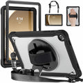 Samsung Tab A9+ A9 Plus Rugged Case - 360° Stand, Hand & Shoulder Strap - Shockproof - Black - Black