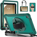 Samsung Tab A9+ A9 Plus Rugged Case - 360° Stand, Hand & Shoulder Strap - Shockproof - Green - Green