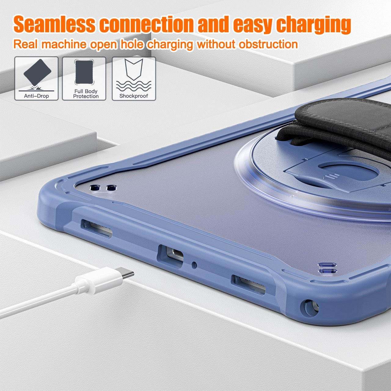 Samsung Tab A9+ A9 Plus Rugged Case - 360° Stand, Hand & Shoulder Strap - Shockproof - Lavender