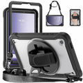 Samsung Tab A9 Rugged Case - 360° Stand, Hand & Shoulder Strap - Shockproof - Black - Black