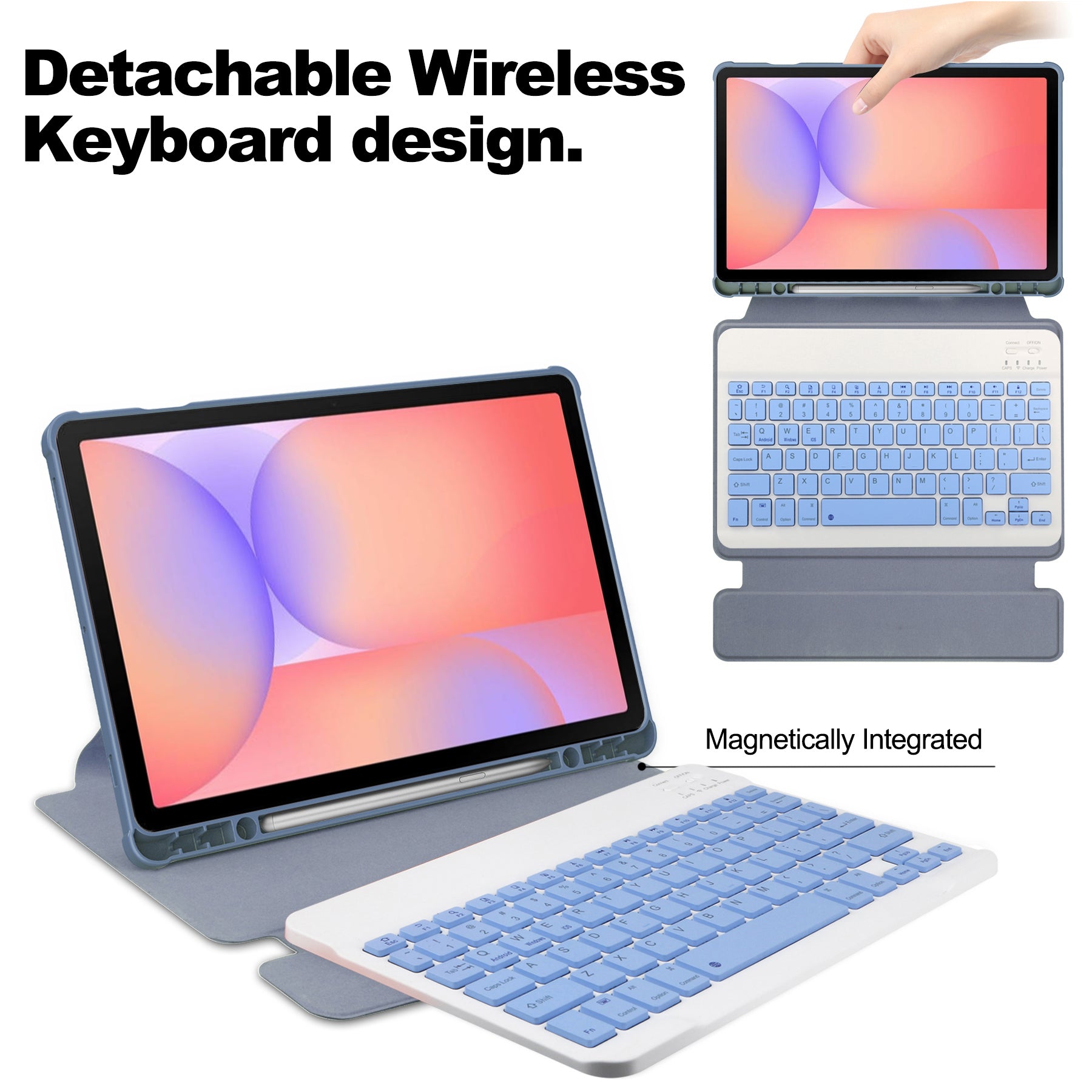 360° Rotating Keyboard Case for Samsung Galaxy Tab S10Lite/S10FE/S9FE/S9 – Detachable Keyboard with Pencil Holder [Lavender]