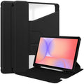 Rotating Acrylic Back PU Leather Case for Samsung Galaxy Tab S10Lite/S10FE/S9FE/S9 with Pencil Holder [Black] - Black