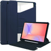 Rotating Acrylic Back PU Leather Case for Samsung Galaxy Tab S10Lite/S10FE/S9FE/S9 with Pencil Holder [Navy] - Navy