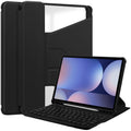 360° Rotating Keyboard Case for Samsung Galaxy Tab S10+/S9+/S9FE+/S8+ – Detachable Keyboard with Pencil Holder [Black] - Black