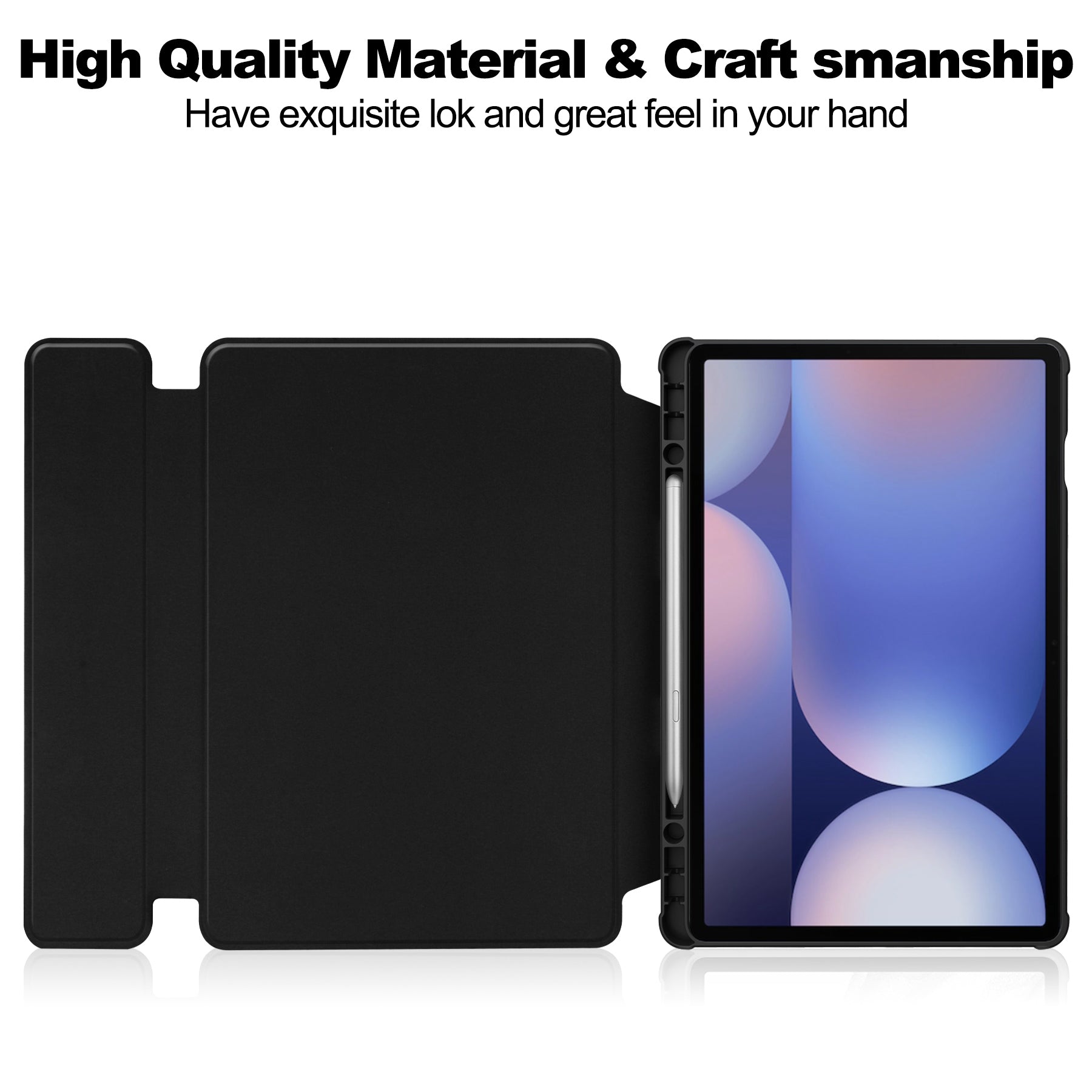 Rotating Acrylic Back PU Leather Case for Samsung Galaxy Tab S10+/S9+/S9FE+/S8+ with Pencil Holder [Black]