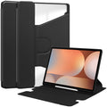 Rotating Acrylic Back PU Leather Case for Samsung Galaxy Tab S10Ultra/S9Ultra/S8Ultra with Pencil Holder [Black] - Black
