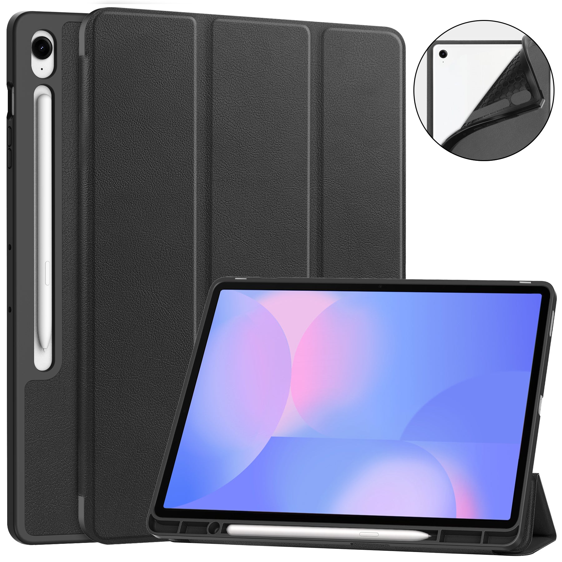 Samsung Tab S10FE Plus X620 Tri Fold Pen Holder Case [Black]