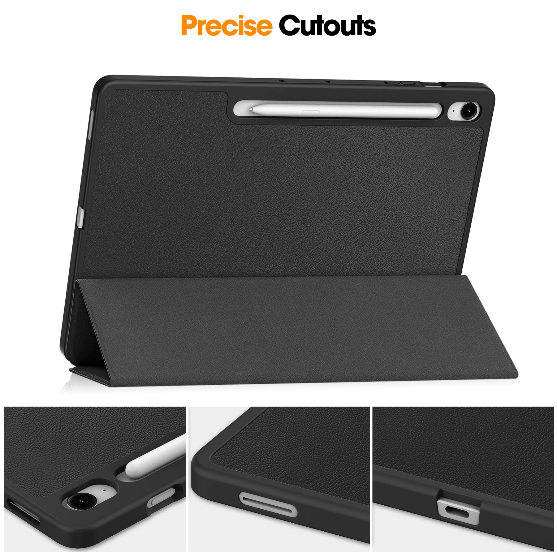 Samsung Tab S10FE Plus X620 Tri Fold Pen Holder Case [Black]