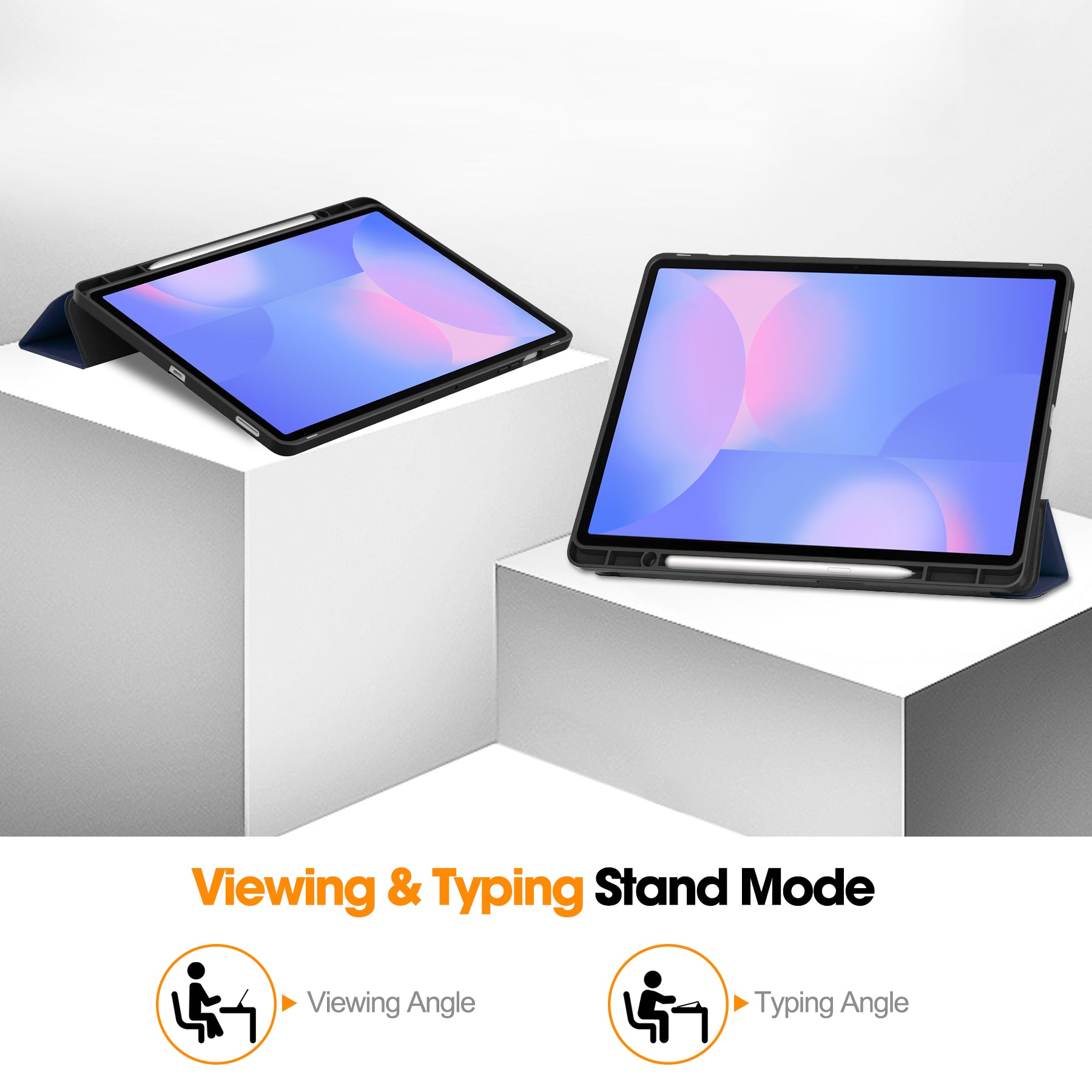 Samsung Tab S10FE Plus X620 Tri Fold Pen Holder Case [Navy]