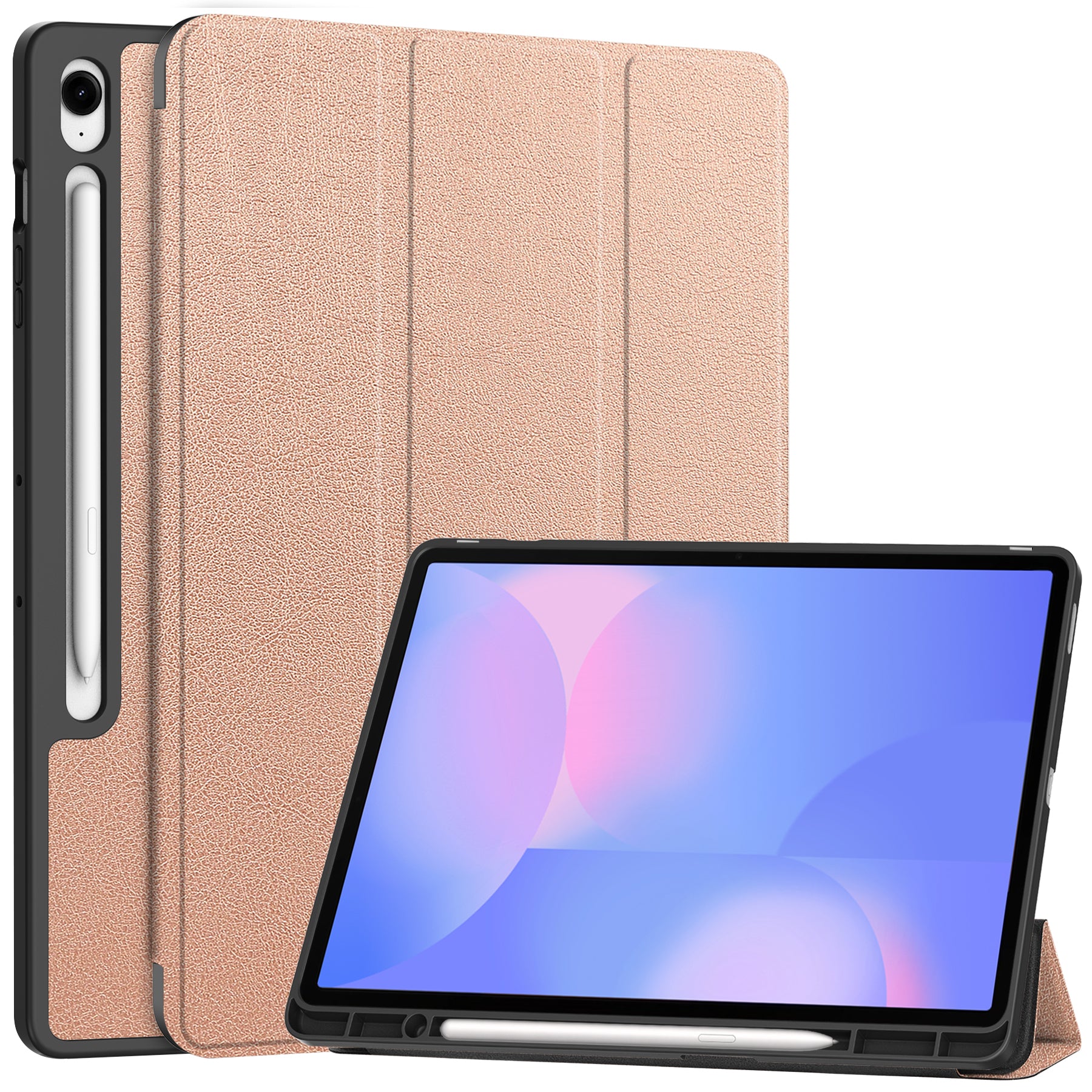 Samsung Tab S10FE Plus X620 Tri Fold Pen Holder Case [Rose Gold]