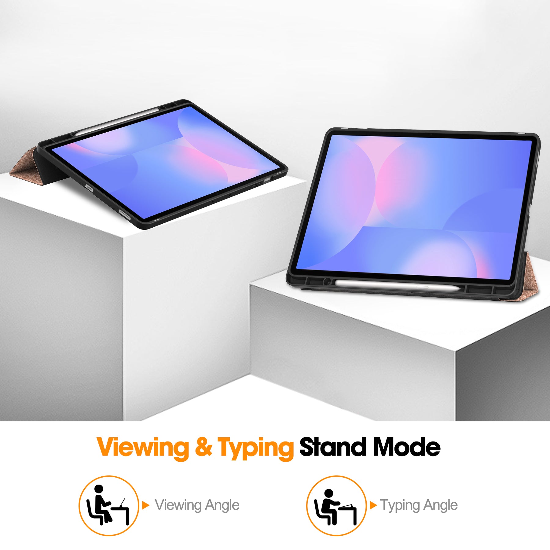 Samsung Tab S10FE Plus X620 Tri Fold Pen Holder Case [Rose Gold]