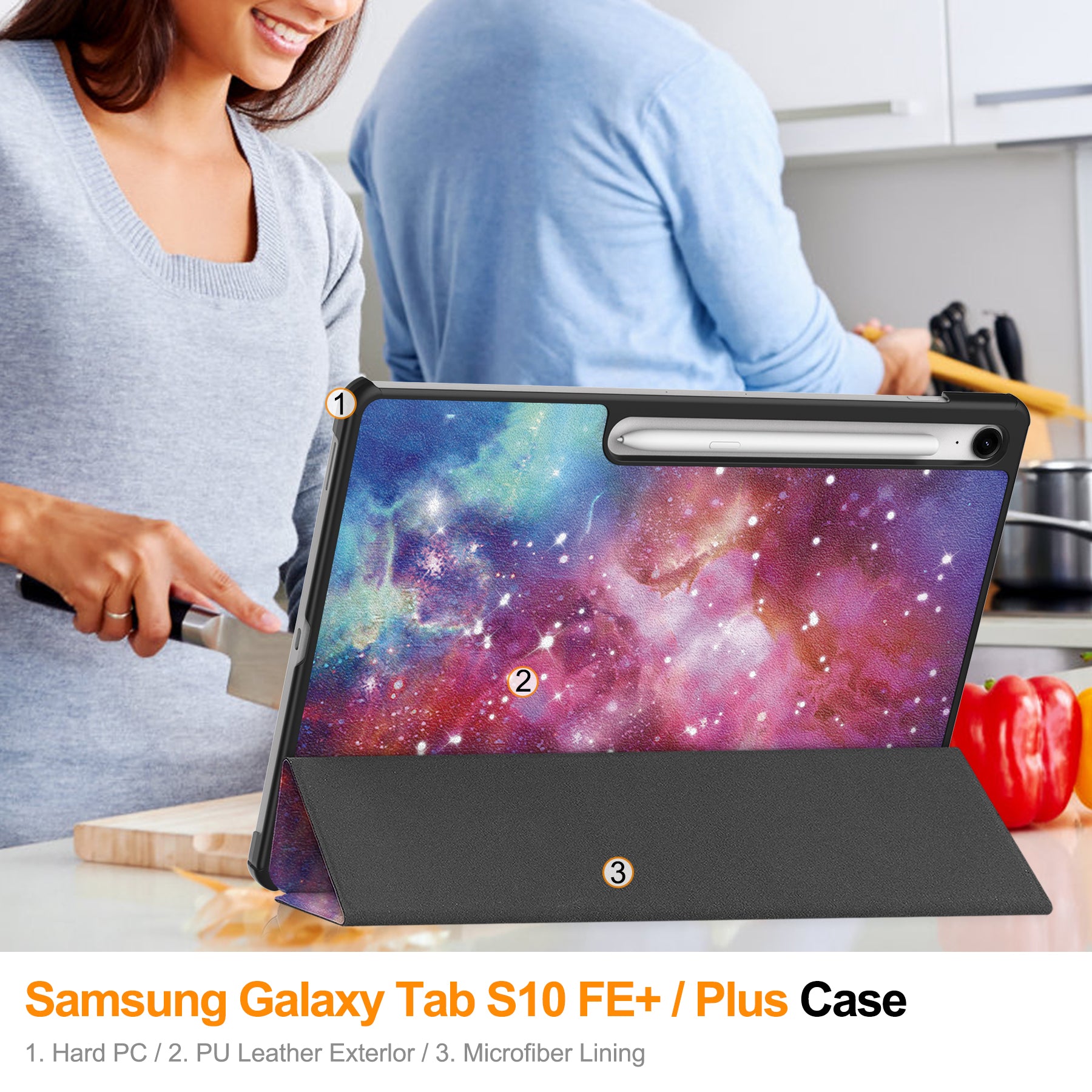 Samsung Tab S10FE Plus X620 Designer Tri-Fold Case [Galaxy]