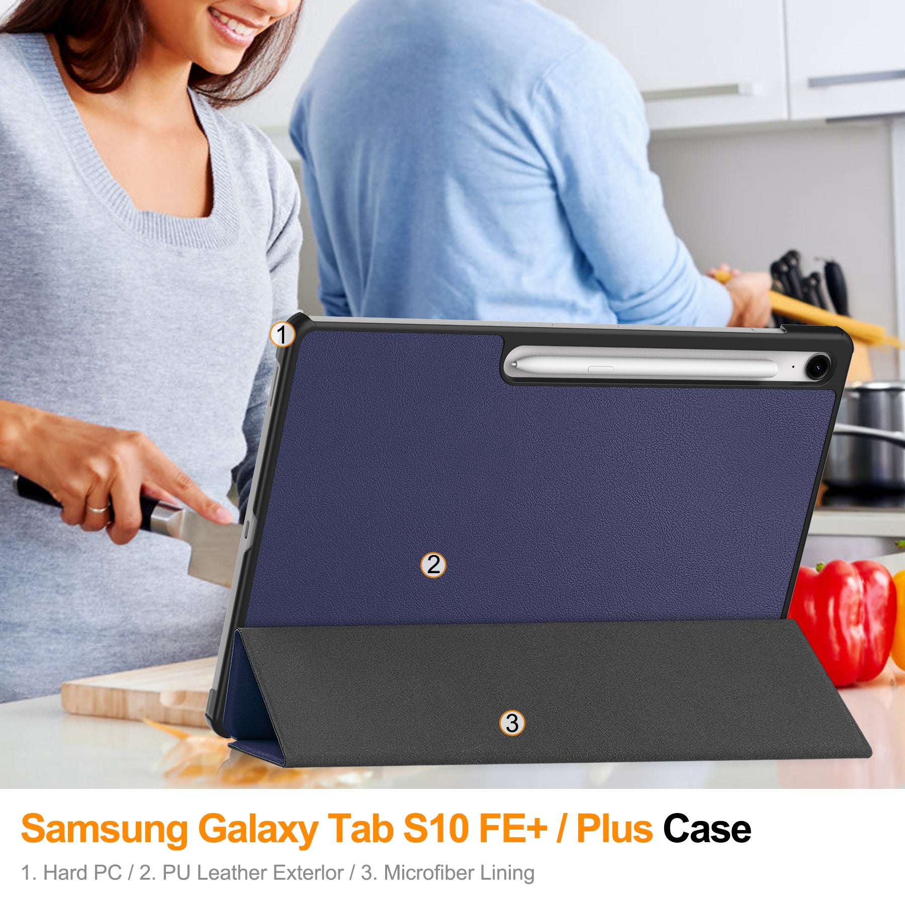 Samsung Tab S10FE Plus X620 Tri-Fold Case [Navy]