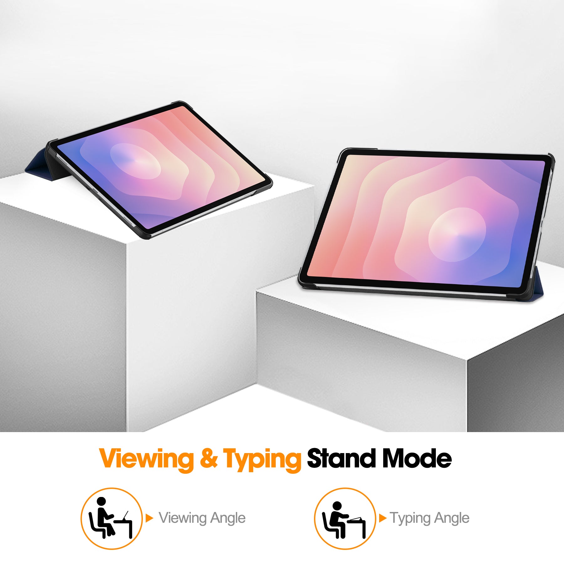 KST Tri-fold PU Leather Case for Samsung Galaxy Tab S11 [Navy]