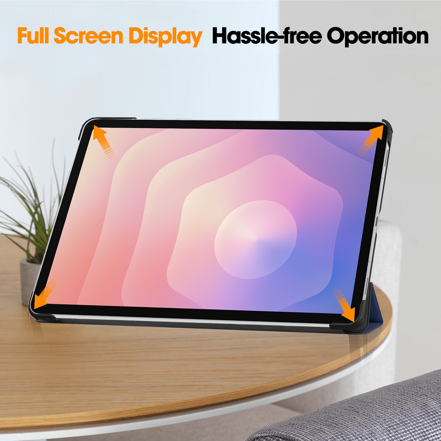 KST Tri-fold PU Leather Case for Samsung Galaxy Tab S11 [Navy]