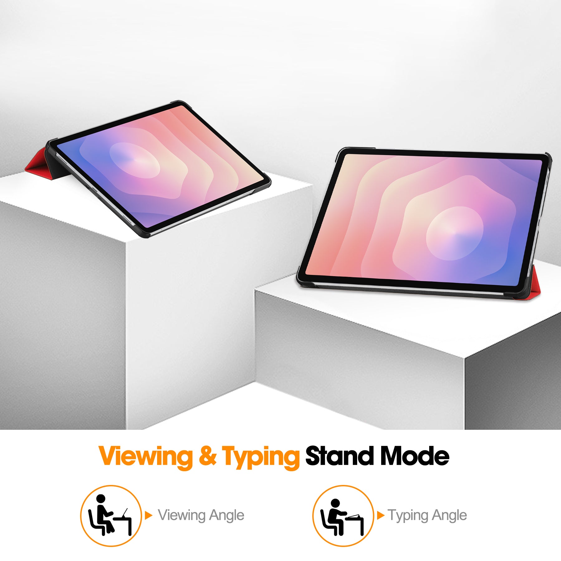 KST Tri-fold PU Leather Case for Samsung Galaxy Tab S11 [Red]