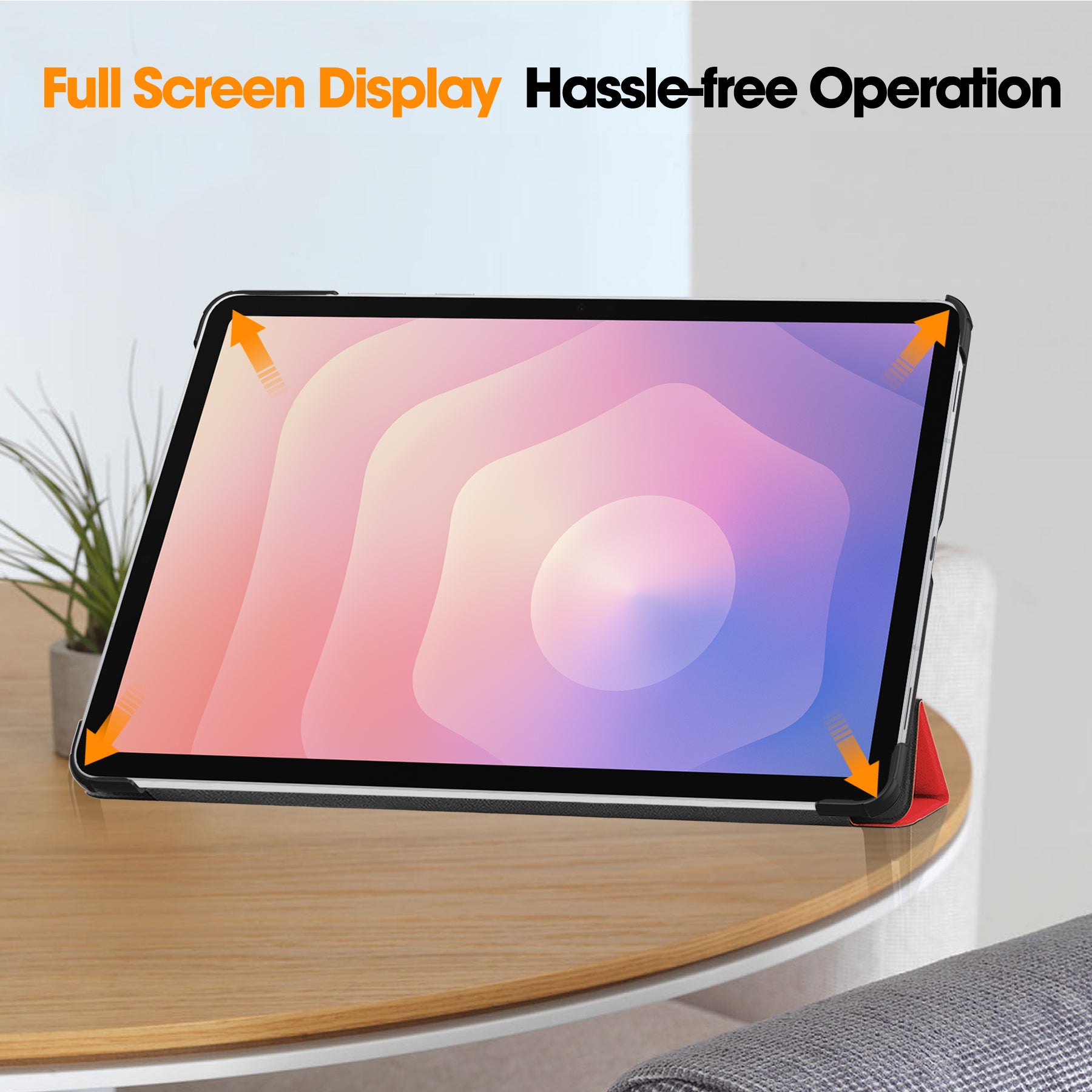 KST Tri-fold PU Leather Case for Samsung Galaxy Tab S11 [Red]