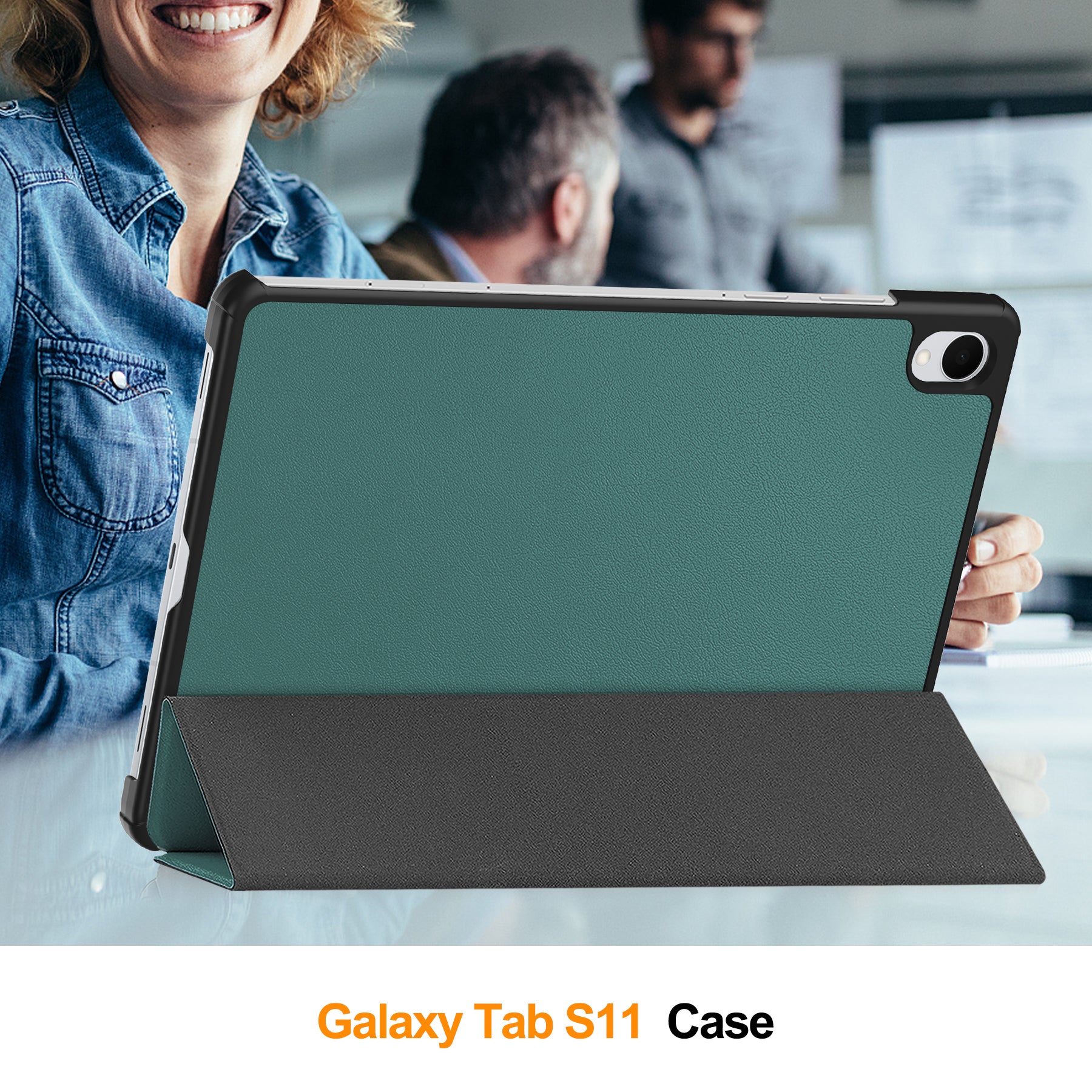 KST Tri-fold PU Leather Case for Samsung Galaxy Tab S11 [Teal]
