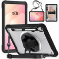 Samsung Tab S11 Rugged Case - 360° Stand, Hand & Shoulder Strap - Shockproof - Black - Black