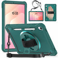 Samsung Tab S11 Rugged Case - 360° Stand, Hand & Shoulder Strap - Shockproof - Green - Green