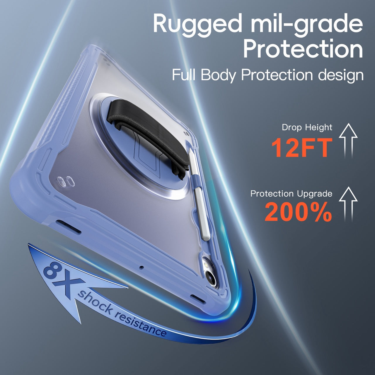 Samsung Tab S11 Rugged Case - 360° Stand, Hand & Shoulder Strap - Shockproof - Lavender