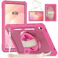 Samsung Tab S11 Rugged Case - 360° Stand, Hand & Shoulder Strap - Shockproof - Rose - Rose
