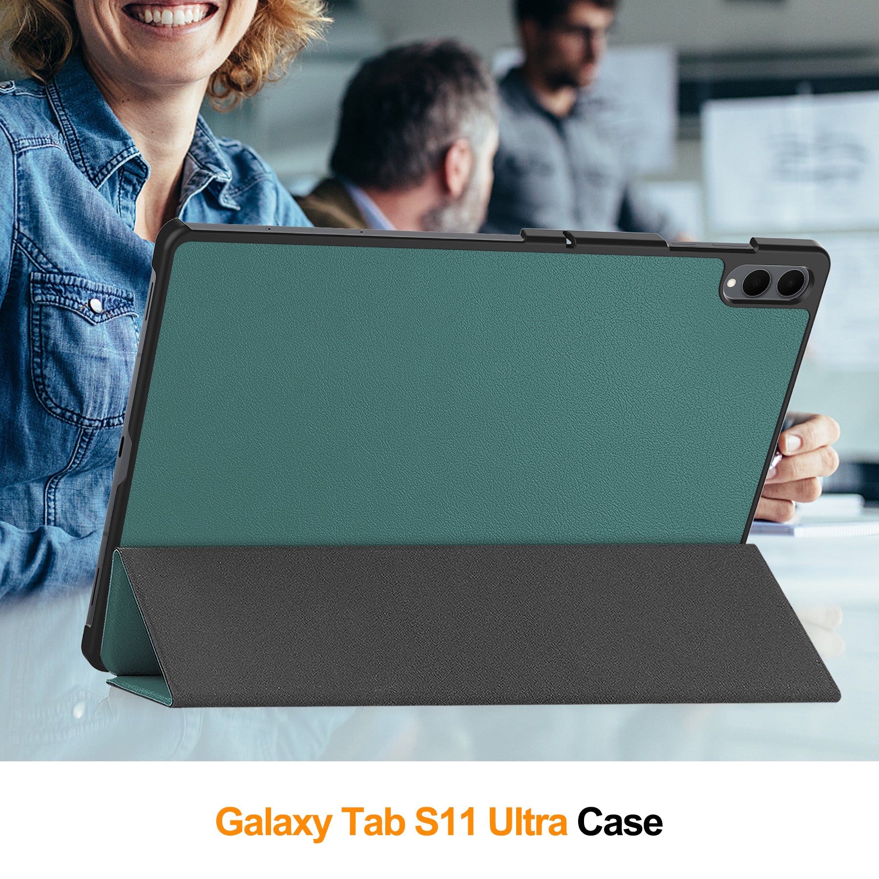 KST Tri-fold PU Leather Case for Samsung Galaxy Tab S11 Ultra [Teal]