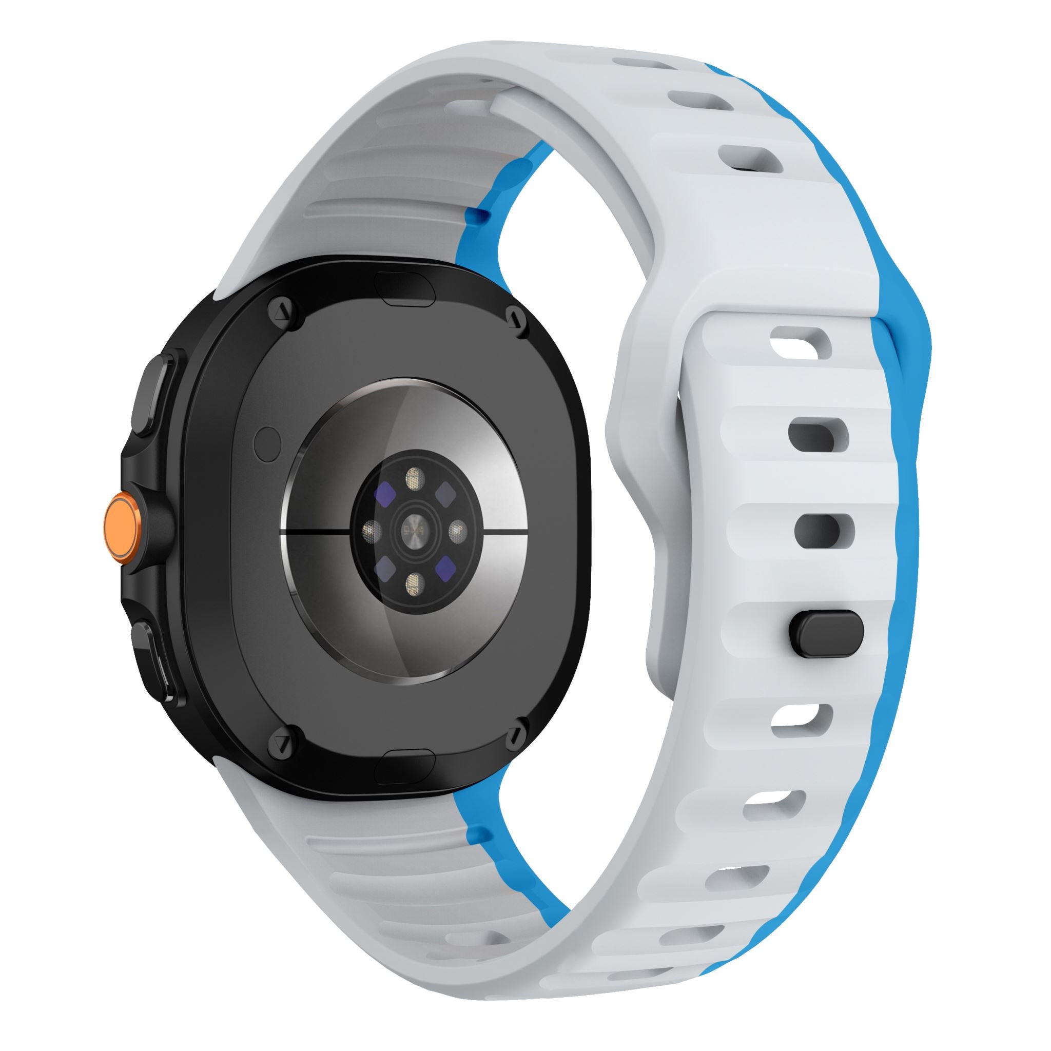 Two-Tone Wave Silicone Sport Band for Samsung Galaxy Watch 8 (40 / 44 mm) [Grey/Blue]
