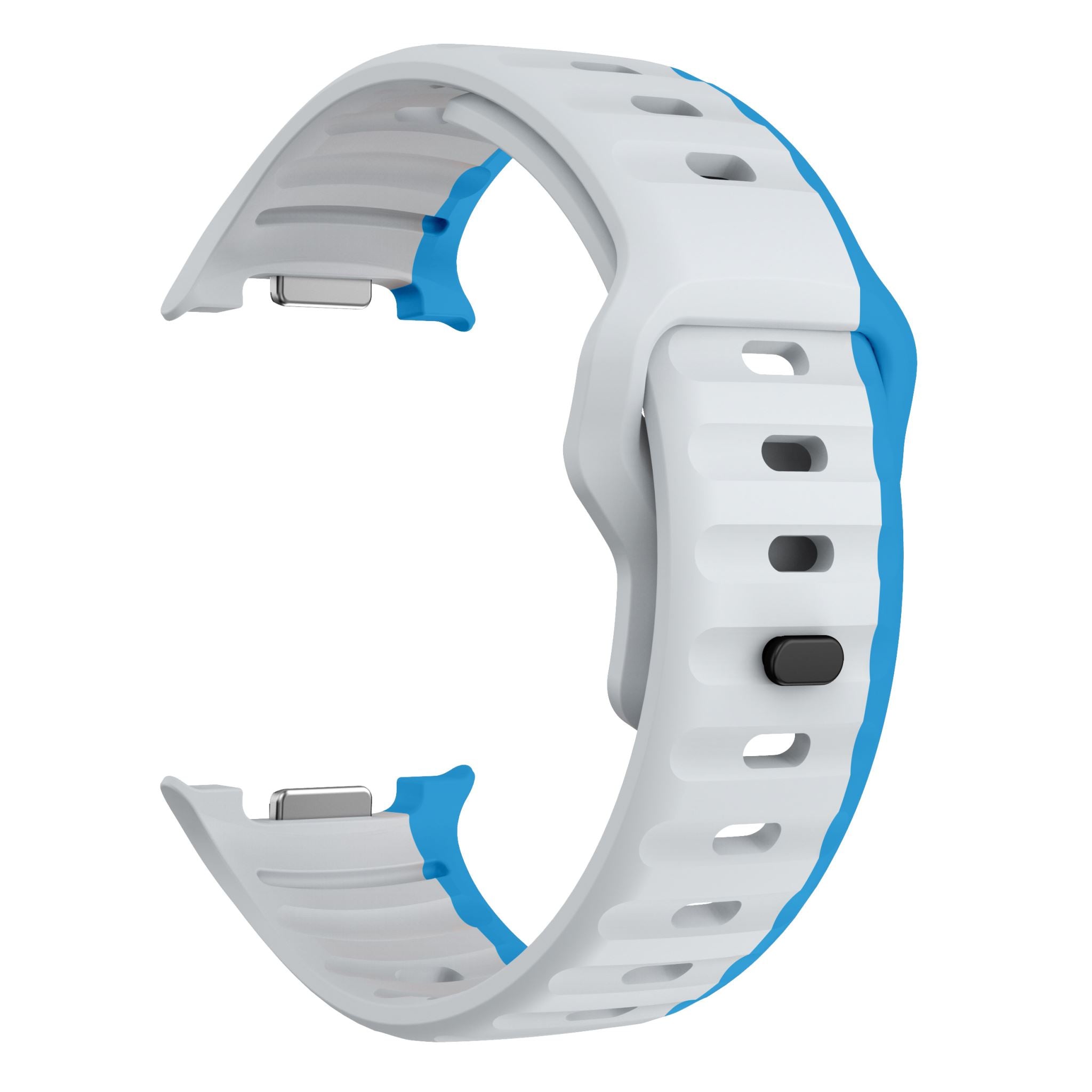 Two-Tone Wave Silicone Sport Band for Samsung Galaxy Watch 8 (40 / 44 mm) [Grey/Blue]