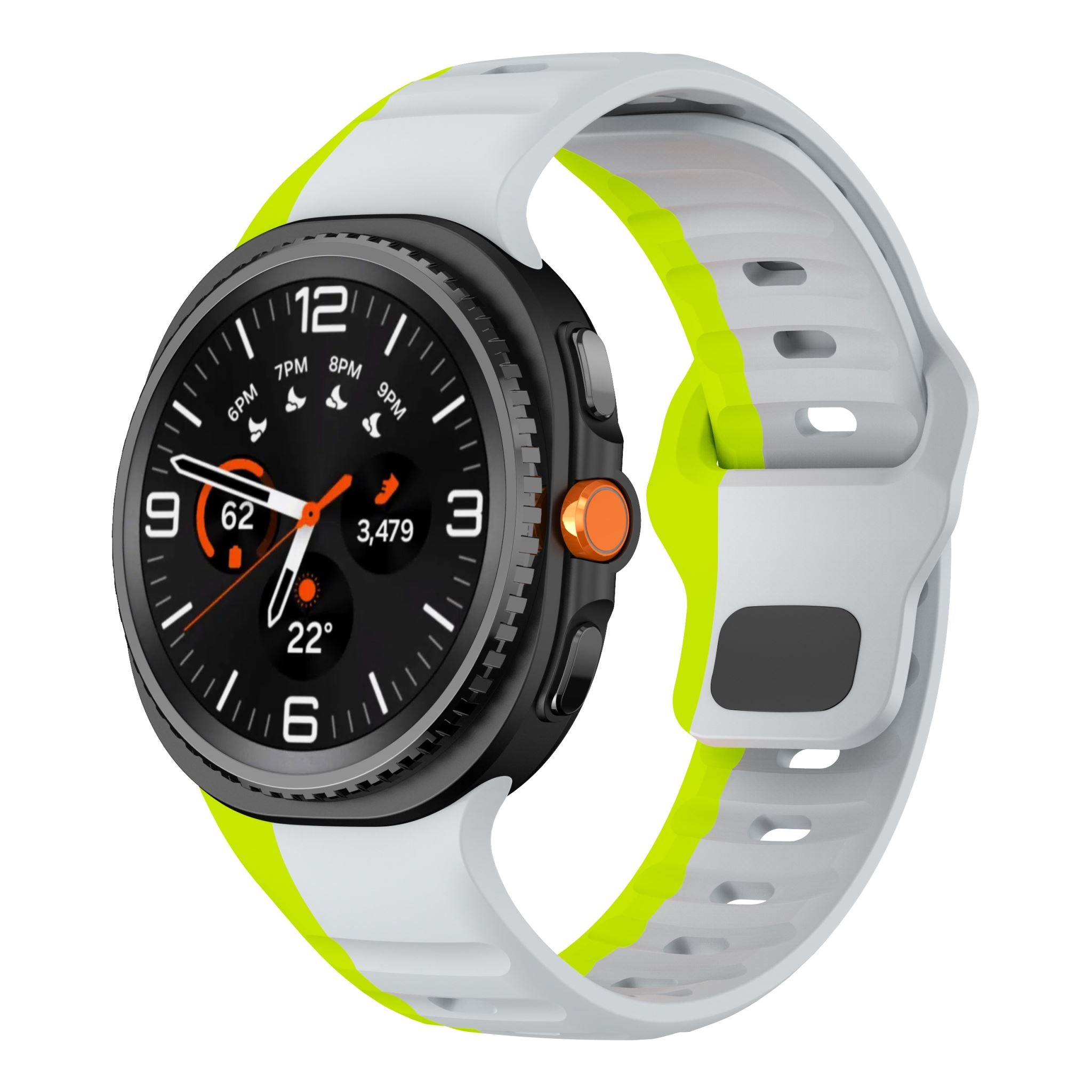 Two-Tone Wave Silicone Sport Band for Samsung Galaxy Watch 8 (40 / 44 mm) [Grey/Green]