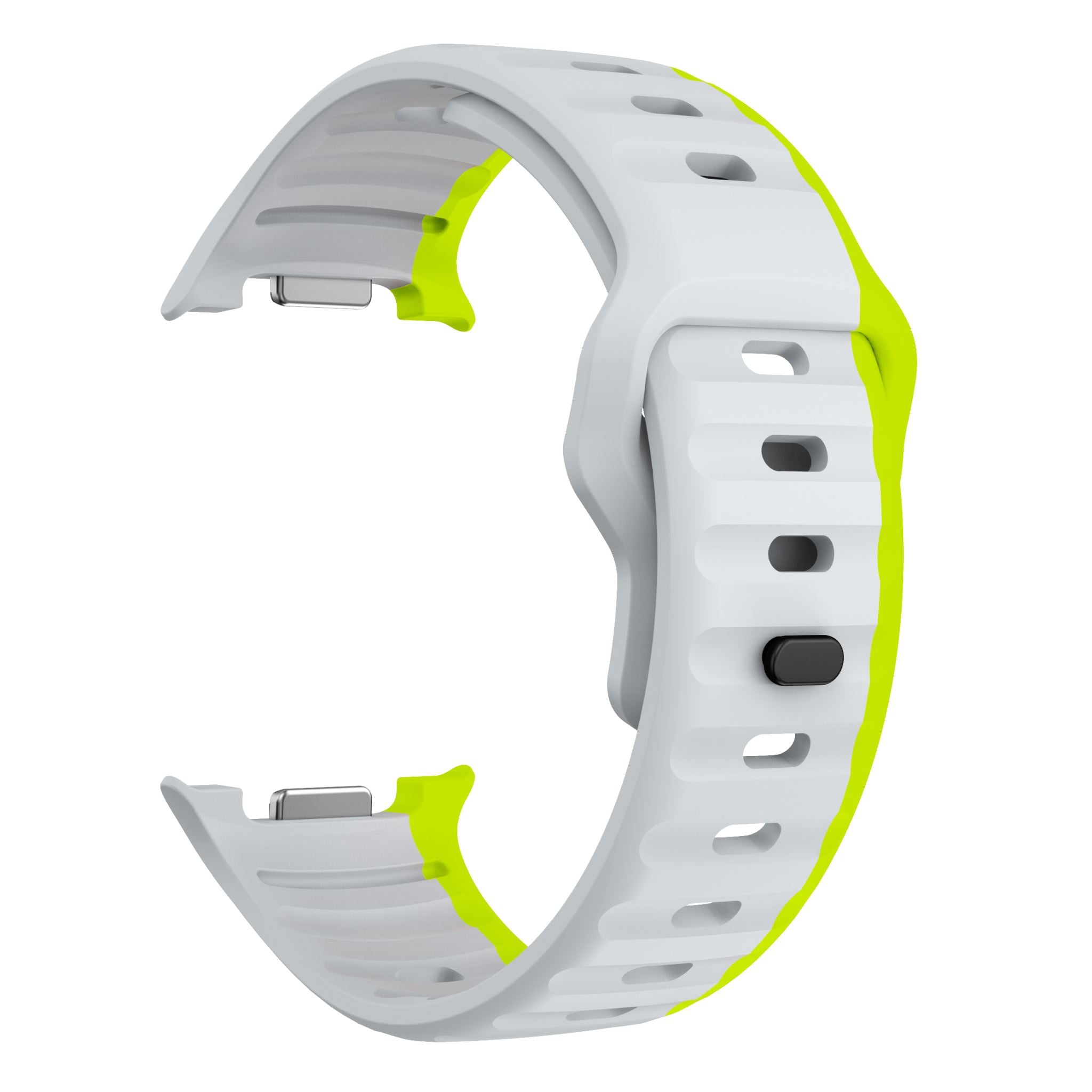 Two-Tone Wave Silicone Sport Band for Samsung Galaxy Watch 8 (40 / 44 mm) [Grey/Green]