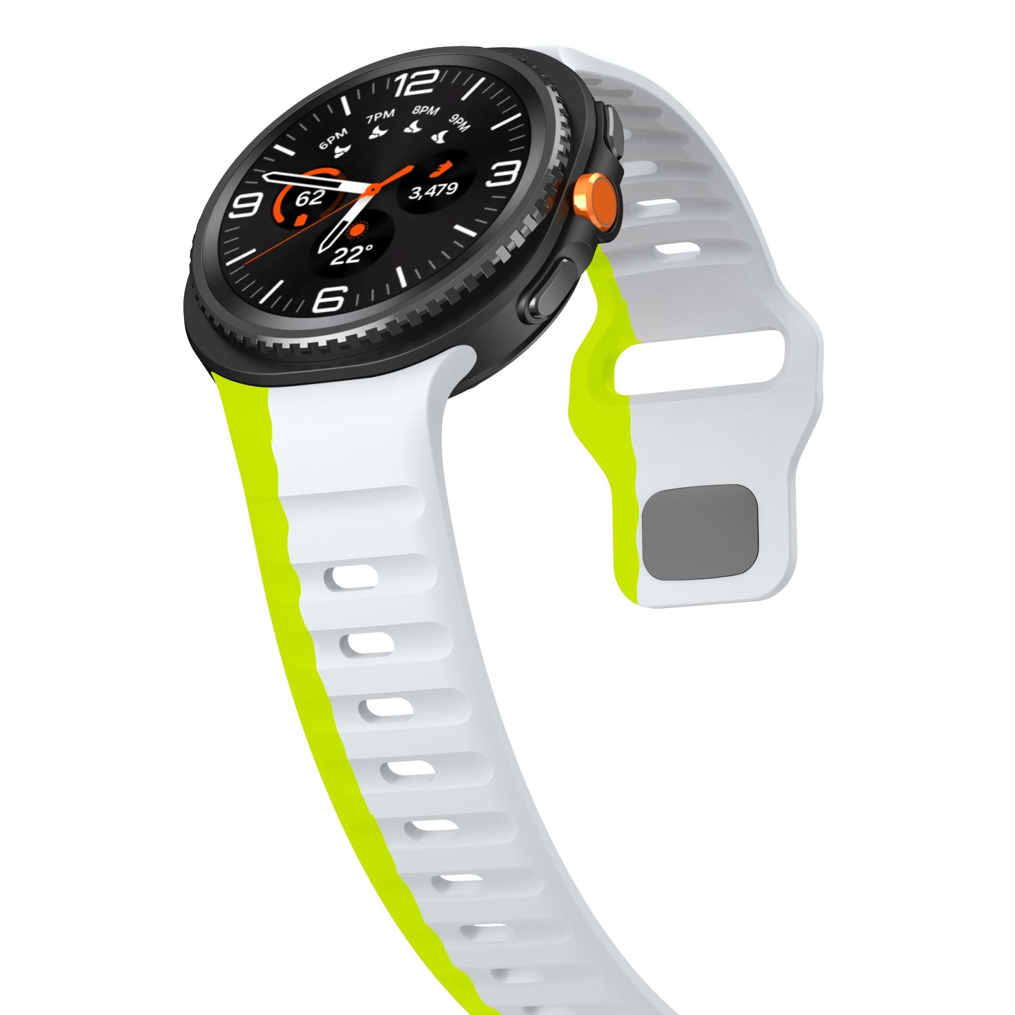 Two-Tone Wave Silicone Sport Band for Samsung Galaxy Watch 8 (40 / 44 mm) [Grey/Green]