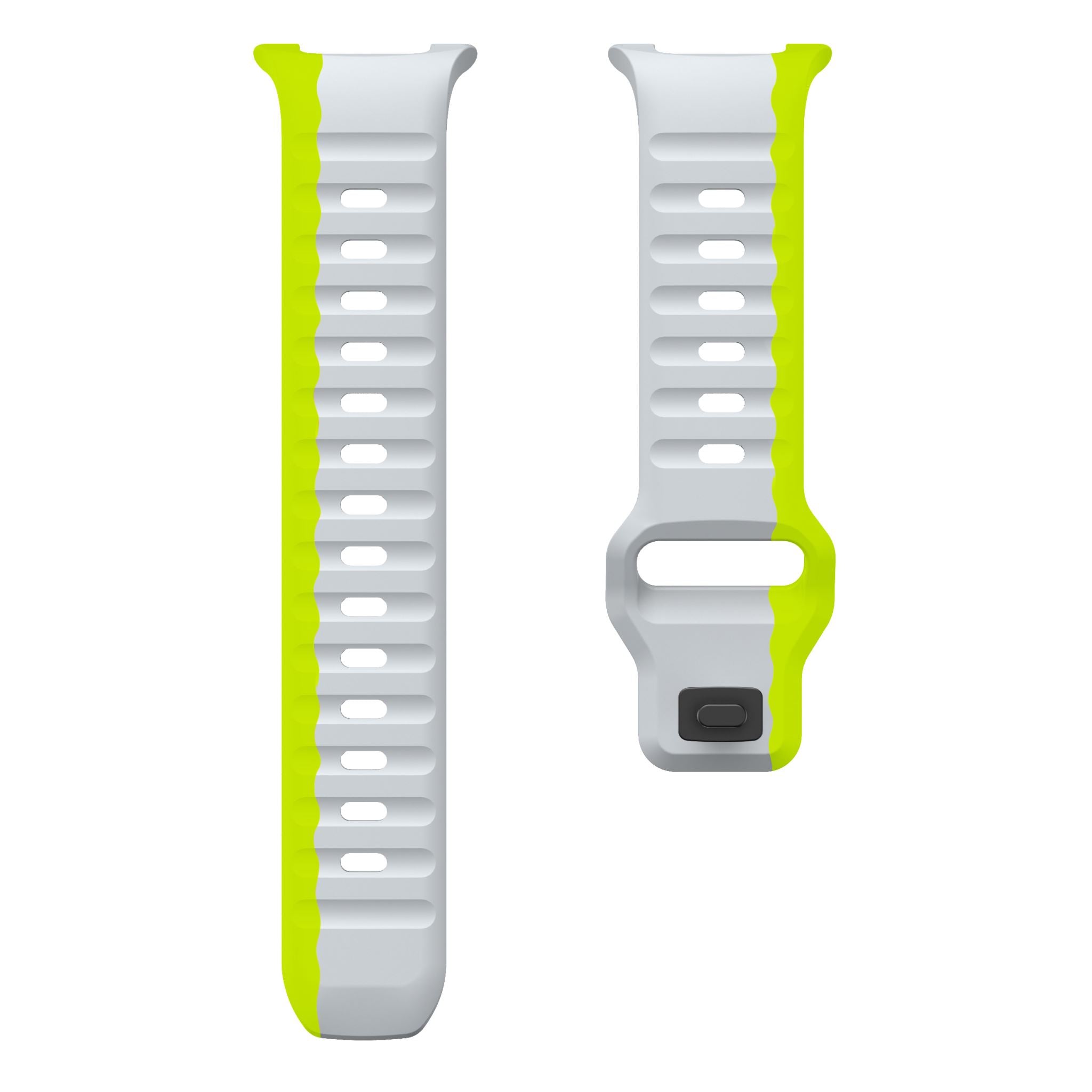 Two-Tone Wave Silicone Sport Band for Samsung Galaxy Watch 8 (40 / 44 mm) [Grey/Green]