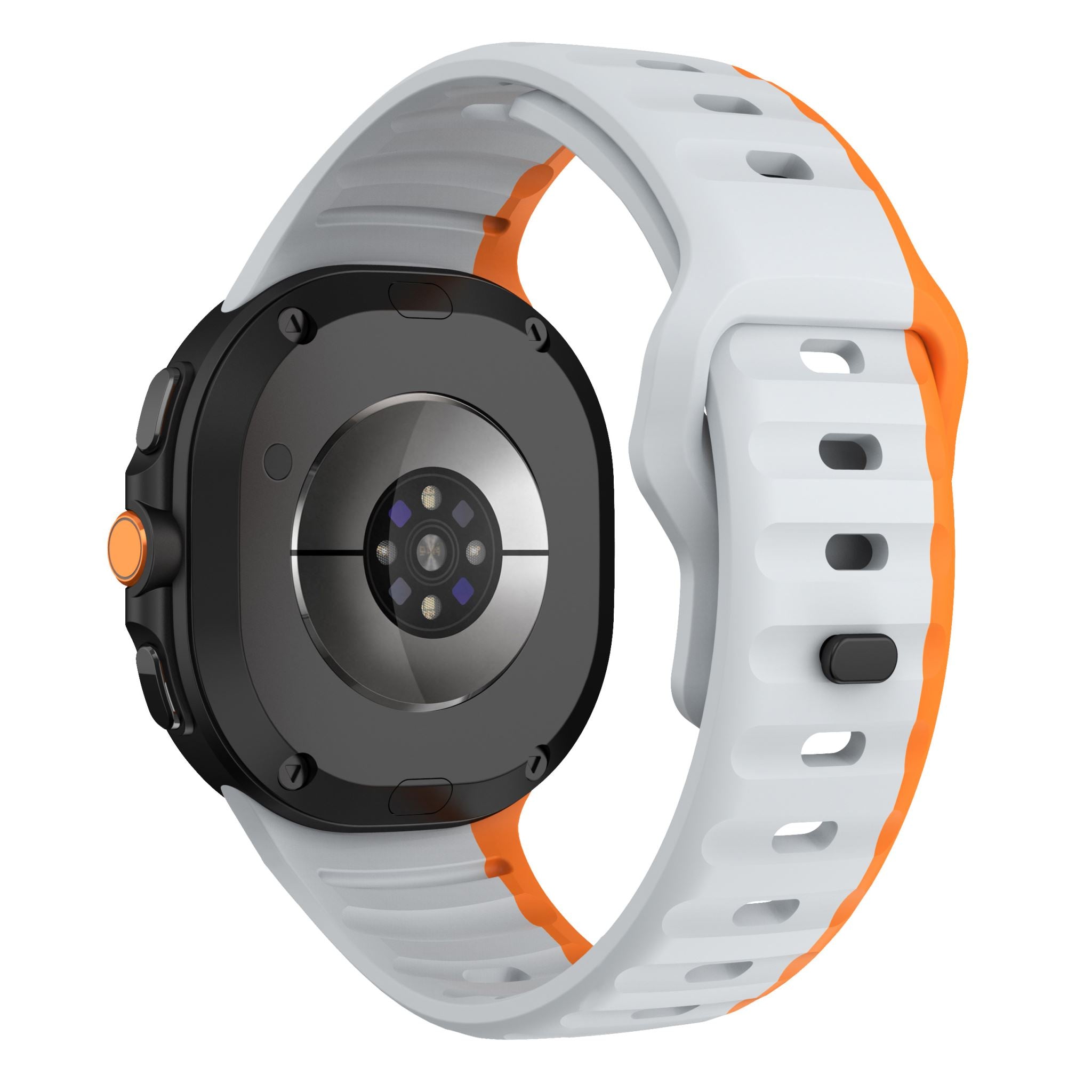 Two-Tone Wave Silicone Sport Band for Samsung Galaxy Watch 8 (40 / 44 mm) [Grey/Orange]