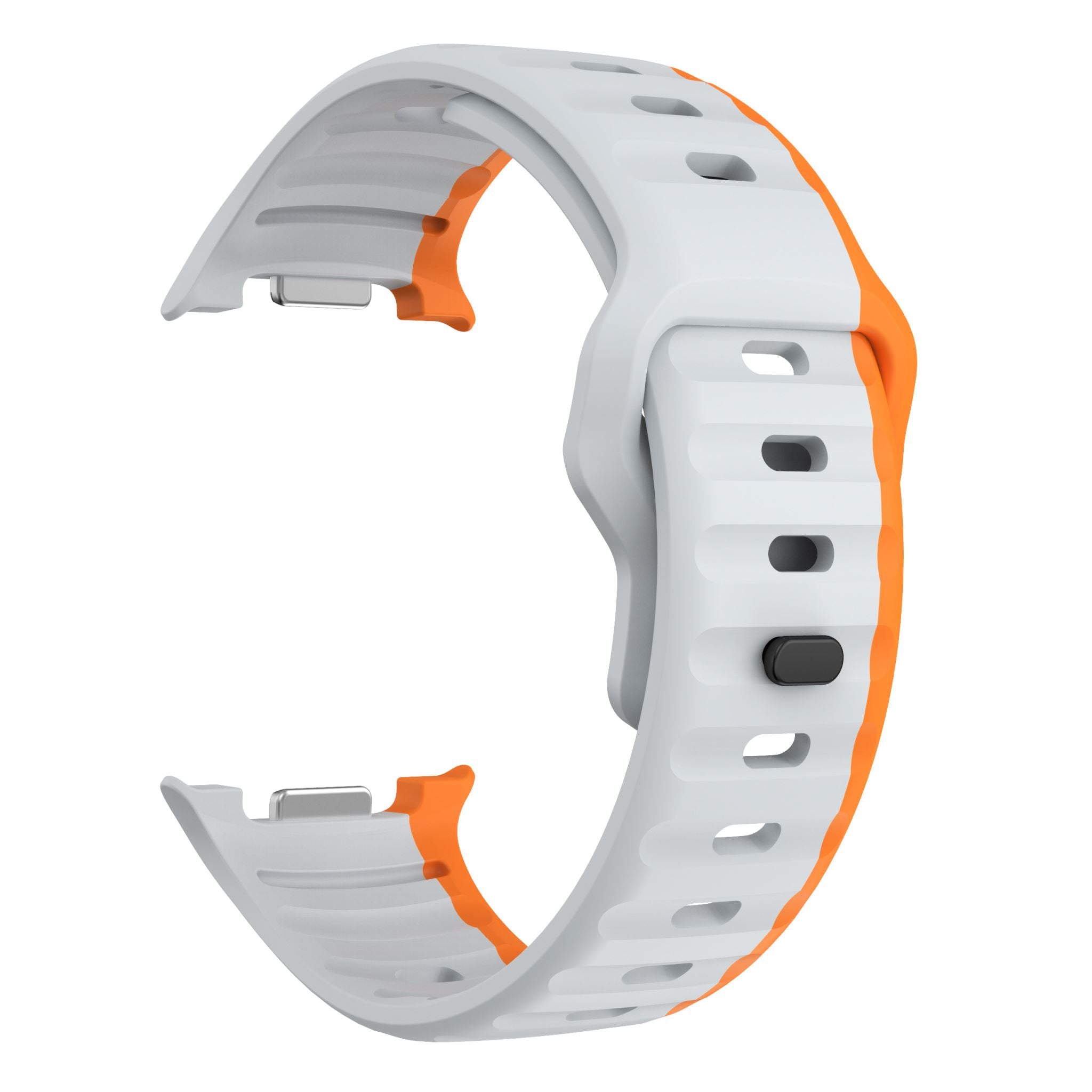 Two-Tone Wave Silicone Sport Band for Samsung Galaxy Watch 8 (40 / 44 mm) [Grey/Orange]