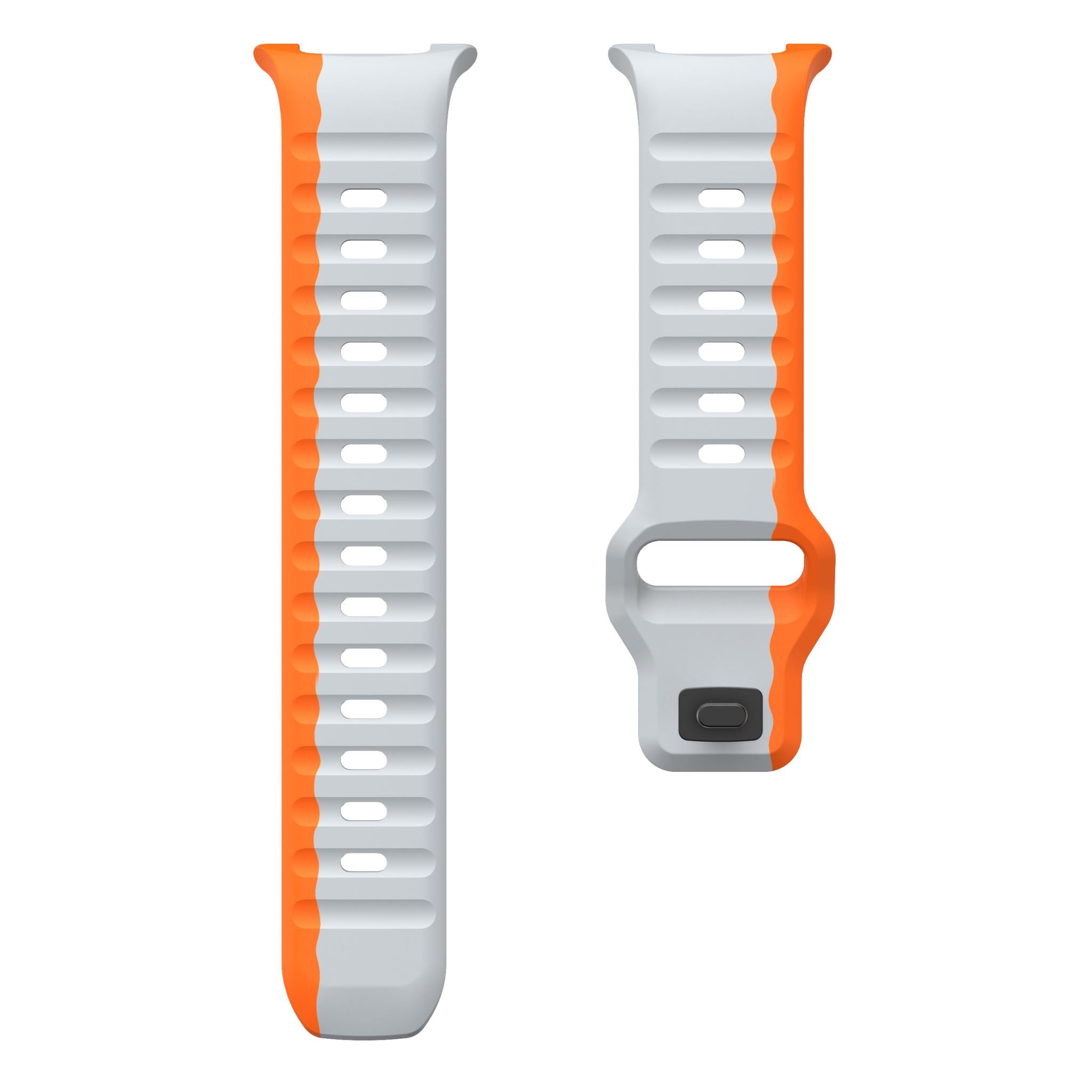 Two-Tone Wave Silicone Sport Band for Samsung Galaxy Watch 8 (40 / 44 mm) [Grey/Orange]