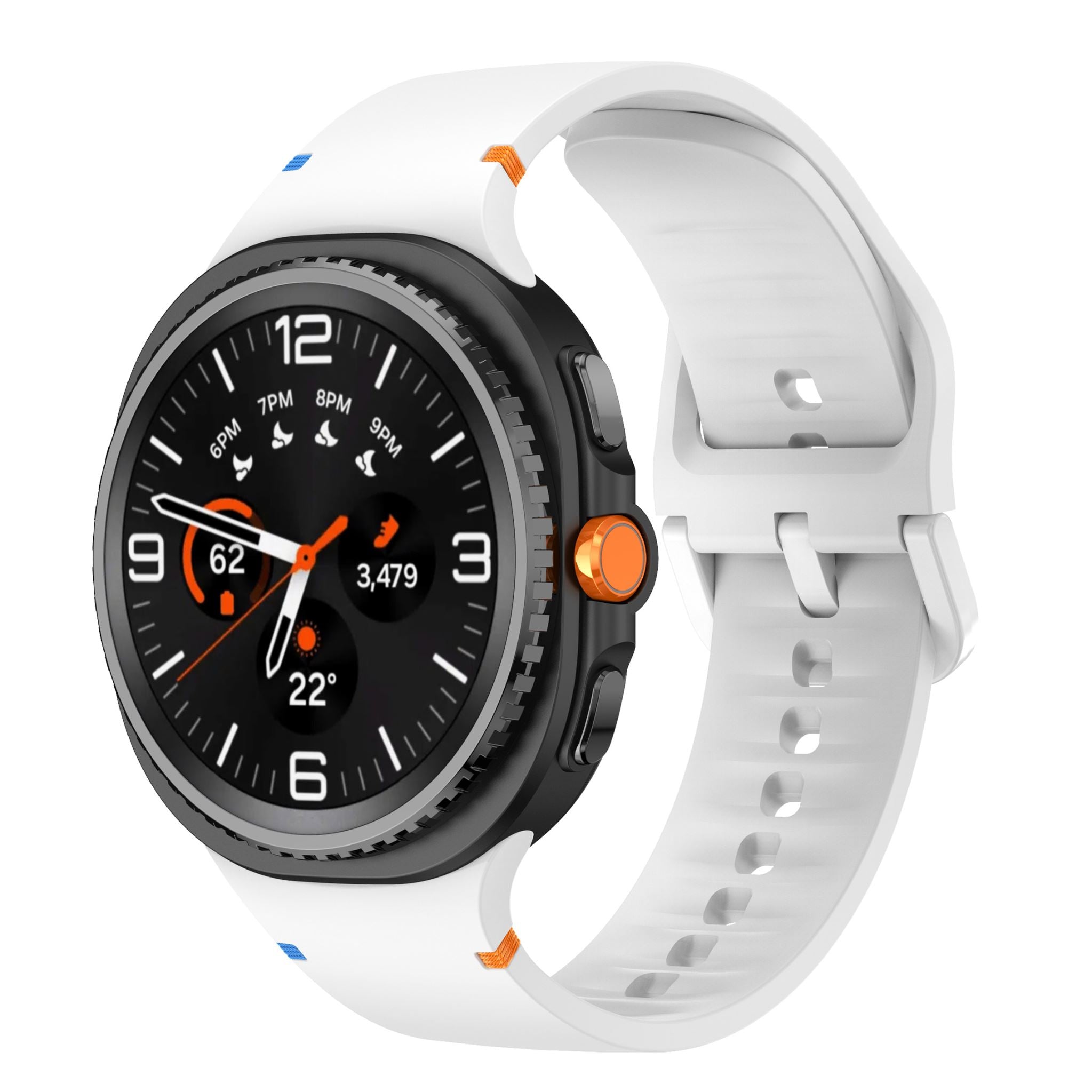 Soft Silicone Sport Band with Flat Stitch Design for Samsung Galaxy Watch 8  – White