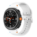 Soft Silicone Sport Band with Flat Stitch Design for Samsung Galaxy Watch 8  – White - White