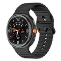 Wave Pattern Stitched Silicone Band for Samsung Galaxy Watch 8 (40 / 44 mm) [Black] - Black
