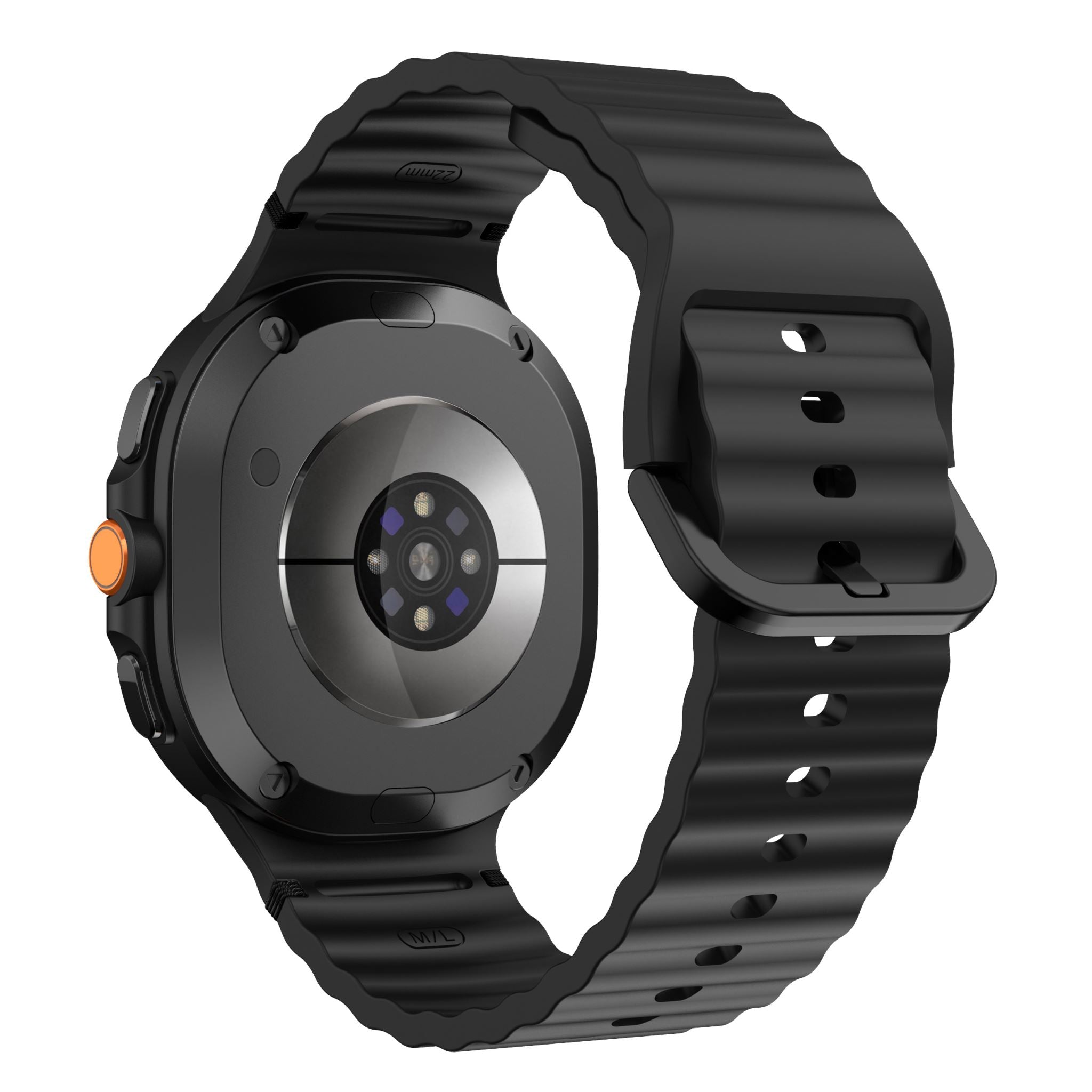 Wave Pattern Stitched Silicone Band for Samsung Galaxy Watch 8 (40 / 44 mm) [Black]